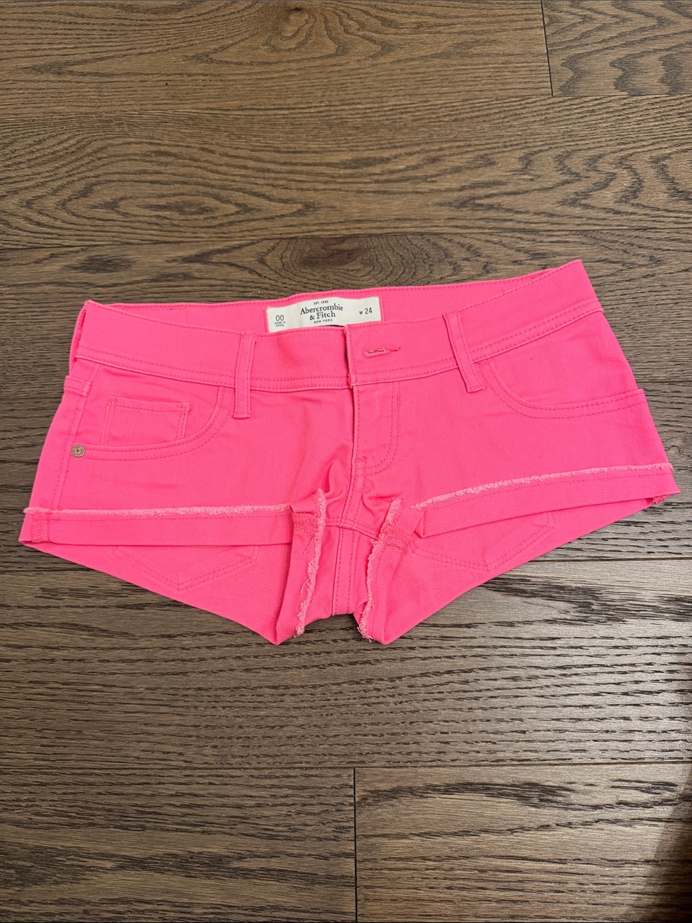 EUC Abercrombie & Fitch Neon Pink Low-Rise Denim Shorties